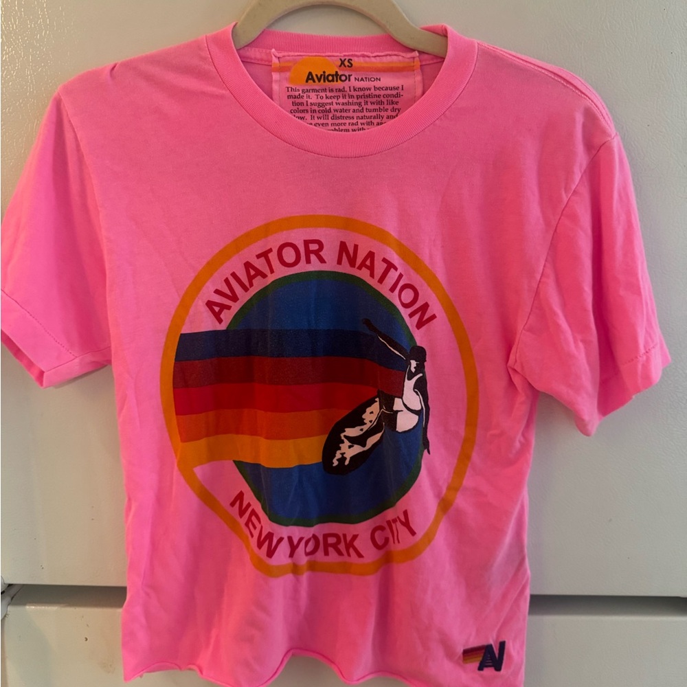 Aviator Nation Neon Pink Surfer Boyfriend tee